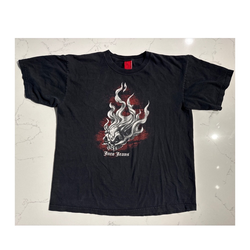 Vintage JNCO Jeans Flaming Skull Graphic T-Shirt